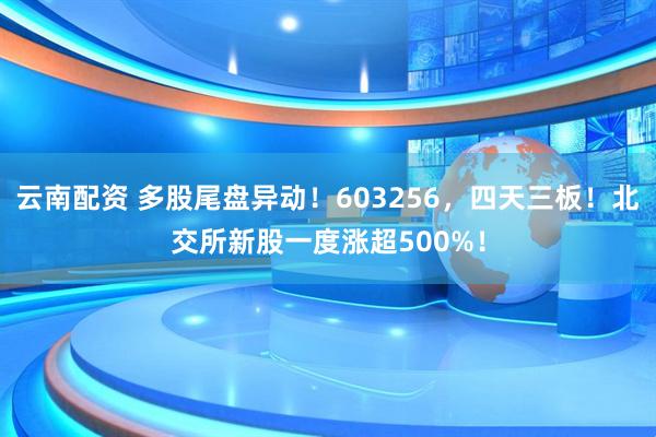 云南配资 多股尾盘异动!603256,四天三板!北交所新股一度涨超500%!